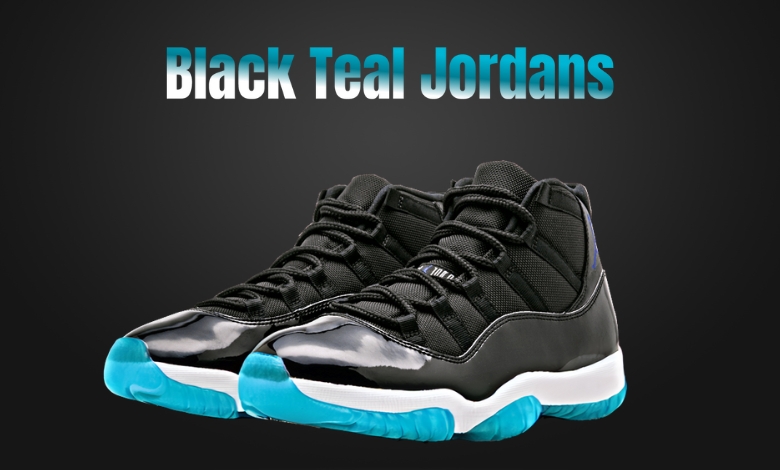 black teal jordans